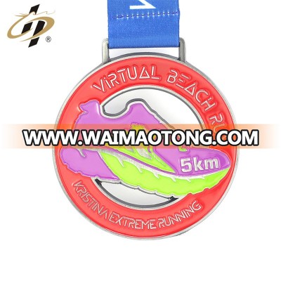 Metal round hollow out custom cheap running medal