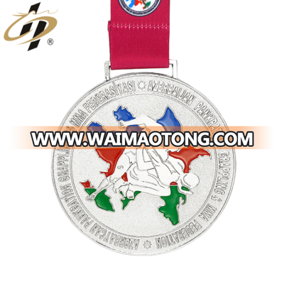 Custom round cheaper own design metal silver judo sports medal