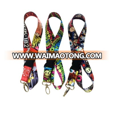 Factory cheap printed custom name tag satin ribbon lanyards