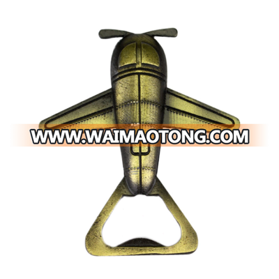 Bulk items zinc alloy antique gold metal plane bottle openers for beer