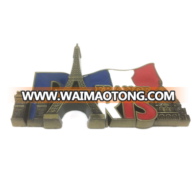 Custom 3D zinc alloy metal enamel Eiffel Tower souvenir magnets fridge