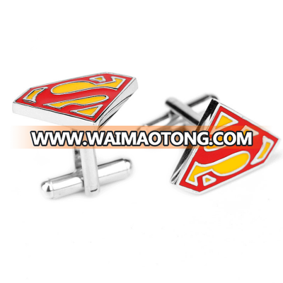 Wholesale Superman hard enamel silver custom metal cufflinks