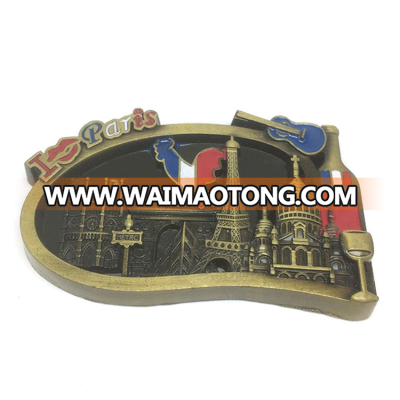 Promotional metal 3D Paris souvenir magnets fridge lapel pins