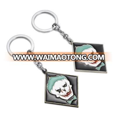 Wholesale metal soft enamel emoji keychains for Suicide Squad DC