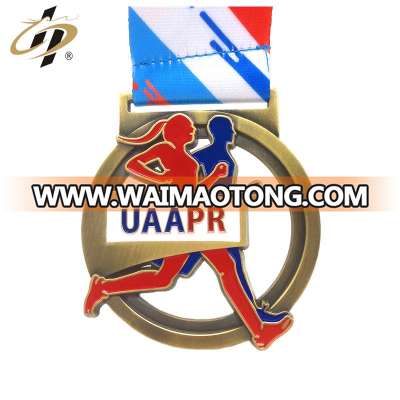 Antique gold 3D zinc alloy custom sports award marathon running medals